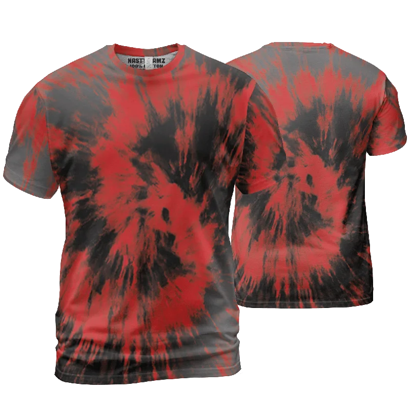 NastyJamz Bred Reimagined 4s T Shirt Match Tye Dye Spiral All-Over Print