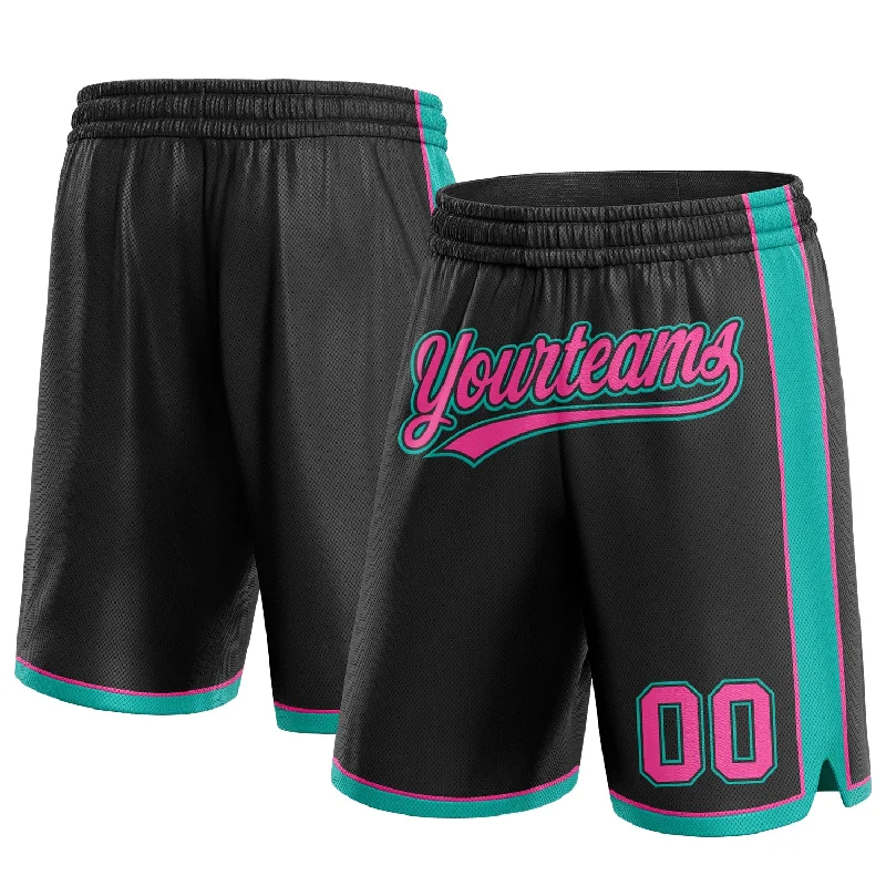 One Size Black Pink-Aqua Authentic Basketball Shorts