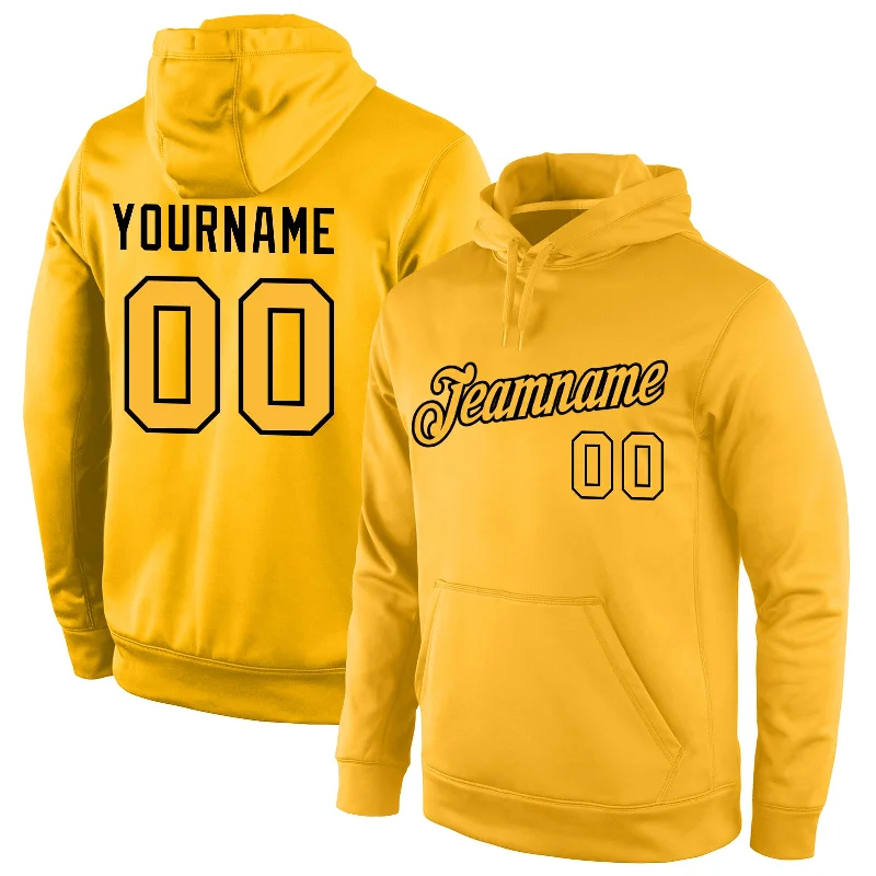 One Size Stitched Gold Gold-Black Sports Pullover Sweatshirt Hoodie