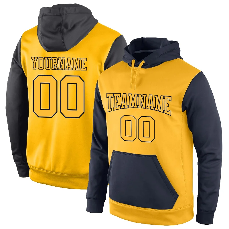 One Size Stitched Gold Gold-Black Sports Pullover Sweatshirt Hoodie