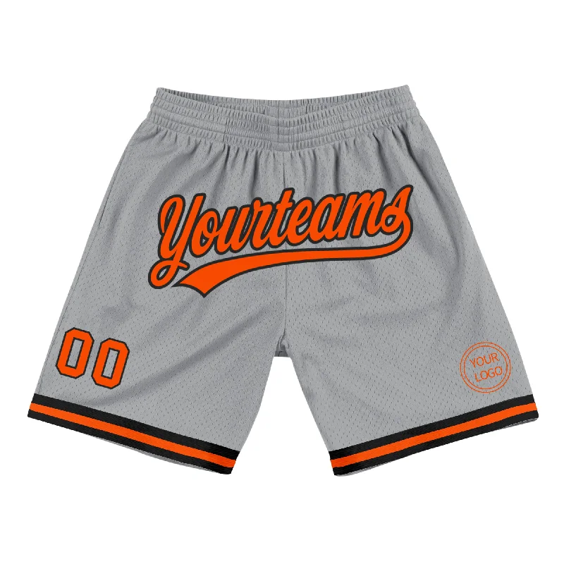 One Size Gray Orange-Black Authentic Throwback Basketball Shorts