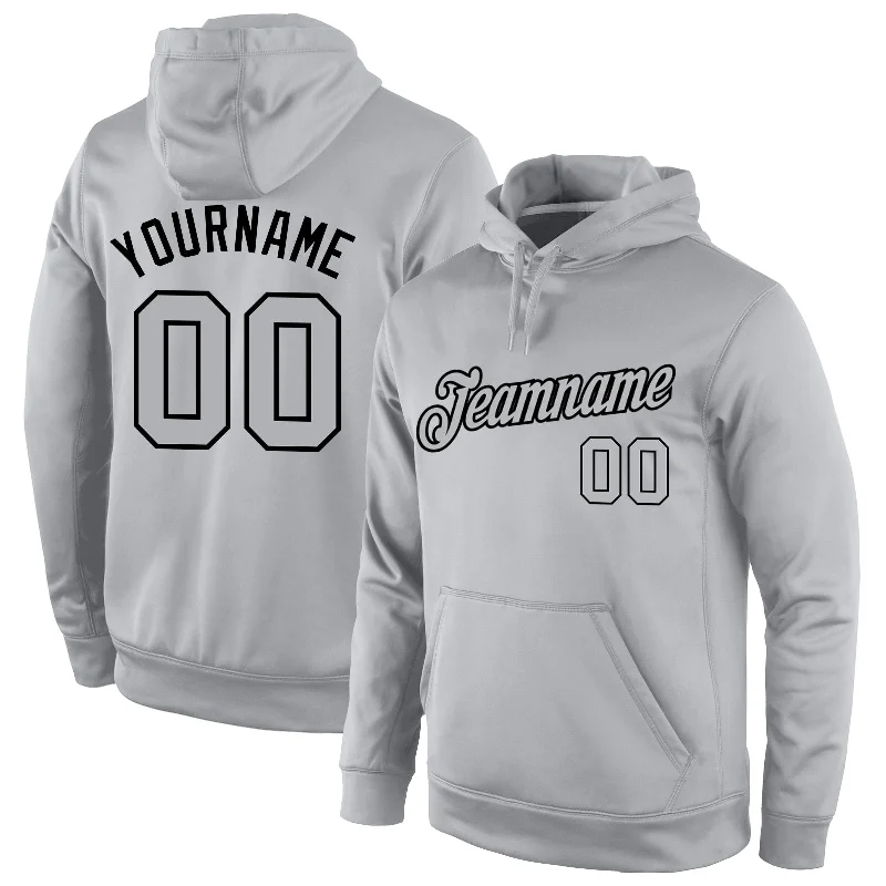 One Size Stitched Gray Gray-Black Sports Pullover Sweatshirt Hoodie