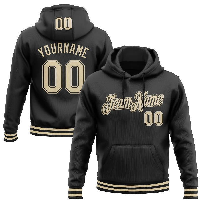 One Size Stitched Black Cream Sports Pullover Sweatshirt Hoodie