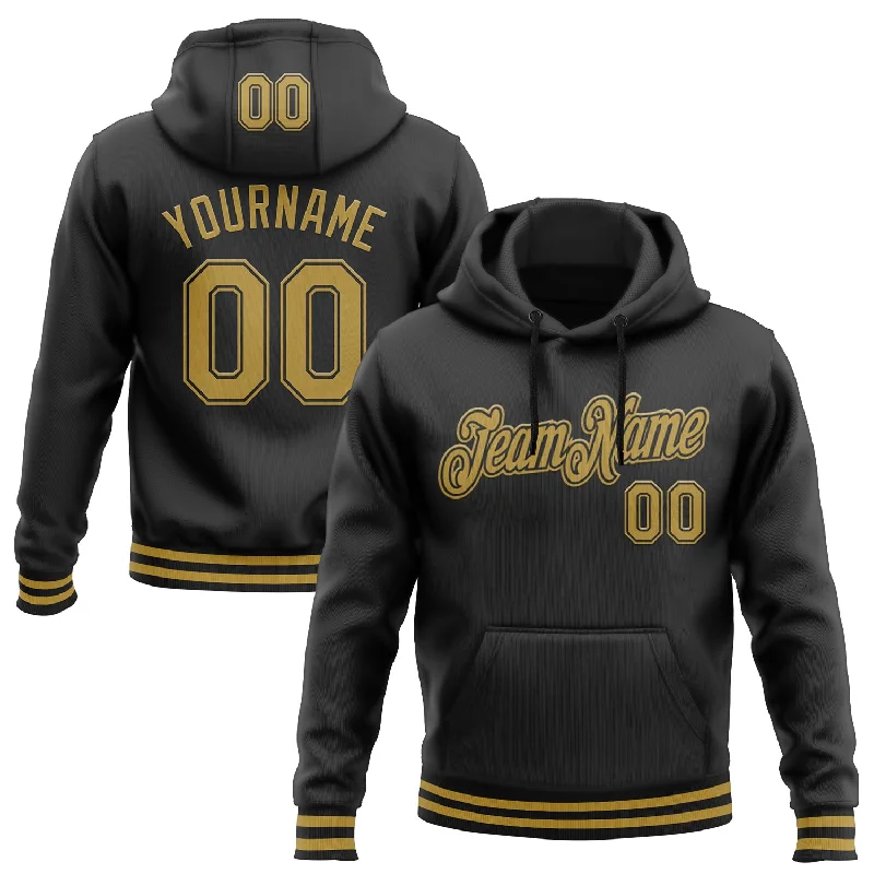 One Size Stitched Black Old Gold Sports Pullover Sweatshirt Hoodie