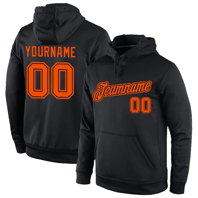 One Size Stitched Black Orange Sports Pullover Sweatshirt Hoodie