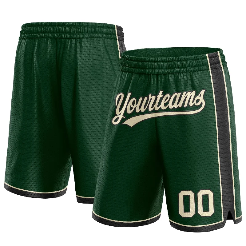 One Size Hunter Green Cream-Black Authentic Basketball Shorts