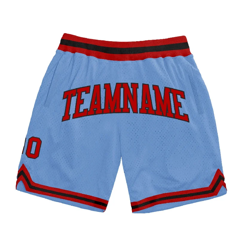 One Size Light Blue Red-Black Authentic Throwback Basketball Shorts