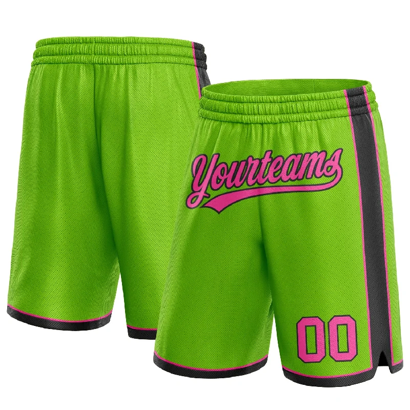 One Size Neon Green Pink-Black Authentic Basketball Shorts