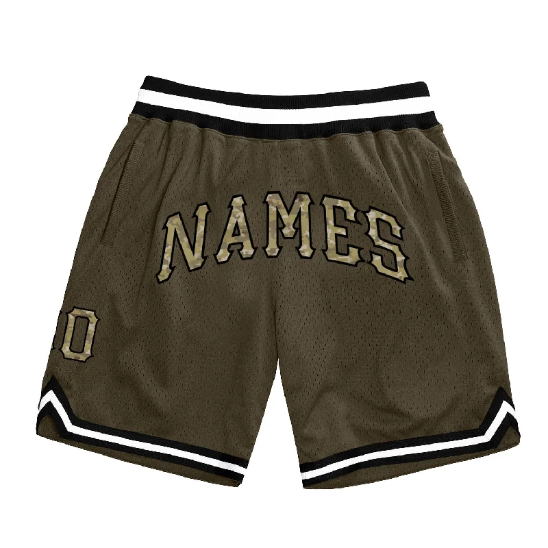 One Size Olive Camo-Black Authentic Throwback Salute To Service Basketball Shorts