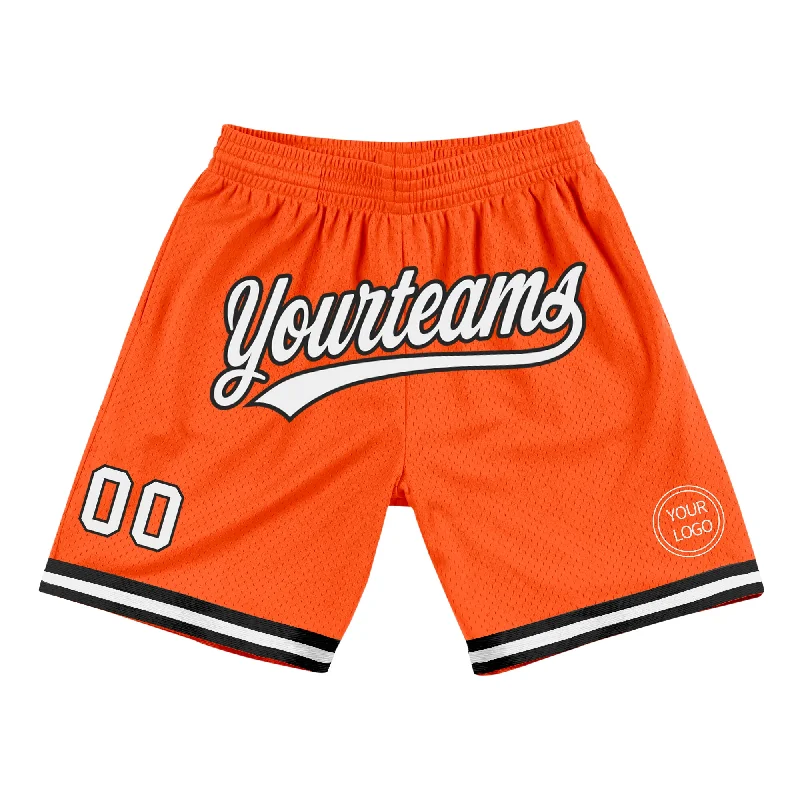 One Size Orange White-Black Authentic Throwback Basketball Shorts