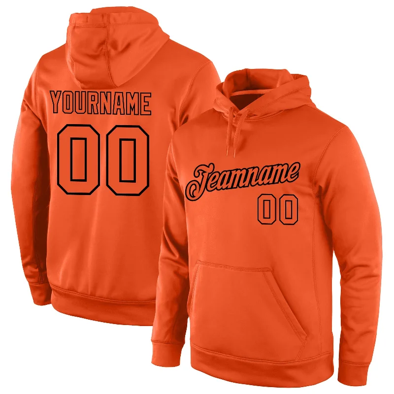 One Size Stitched Orange Orange-Black Sports Pullover Sweatshirt Hoodie