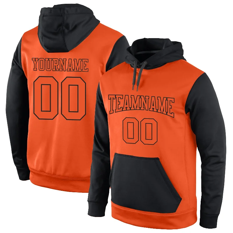 One Size Stitched Orange Orange-Black Sports Pullover Sweatshirt Hoodie