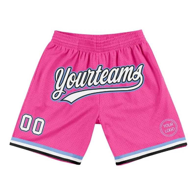 One Size Pink White Black-Light Blue Authentic Throwback Basketball Shorts