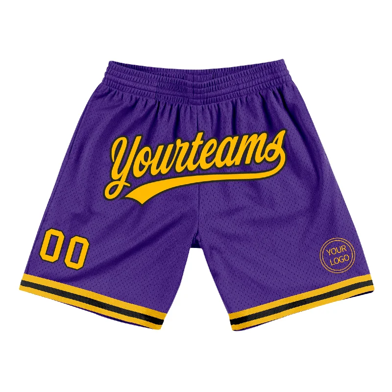 One Size Purple Gold-Black Authentic Throwback Basketball Shorts