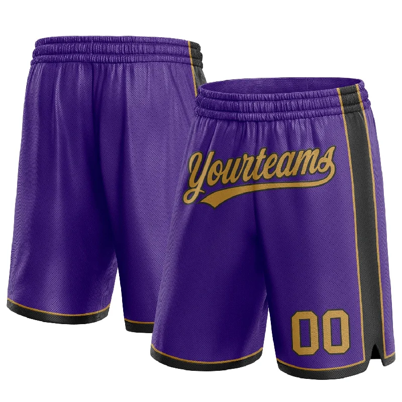 One Size Purple Old Gold-Black Authentic Basketball Shorts