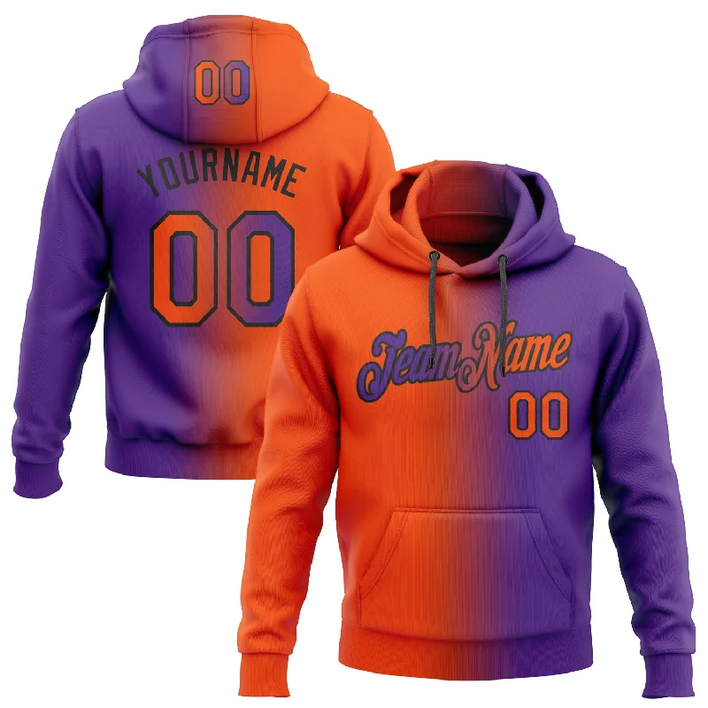 One Size Stitched Purple Orange-Black Gradient Fashion Sports Pullover Sweatshirt Hoodie