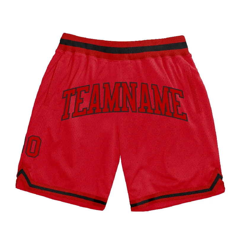 One Size Red Red-Black Authentic Throwback Basketball Shorts