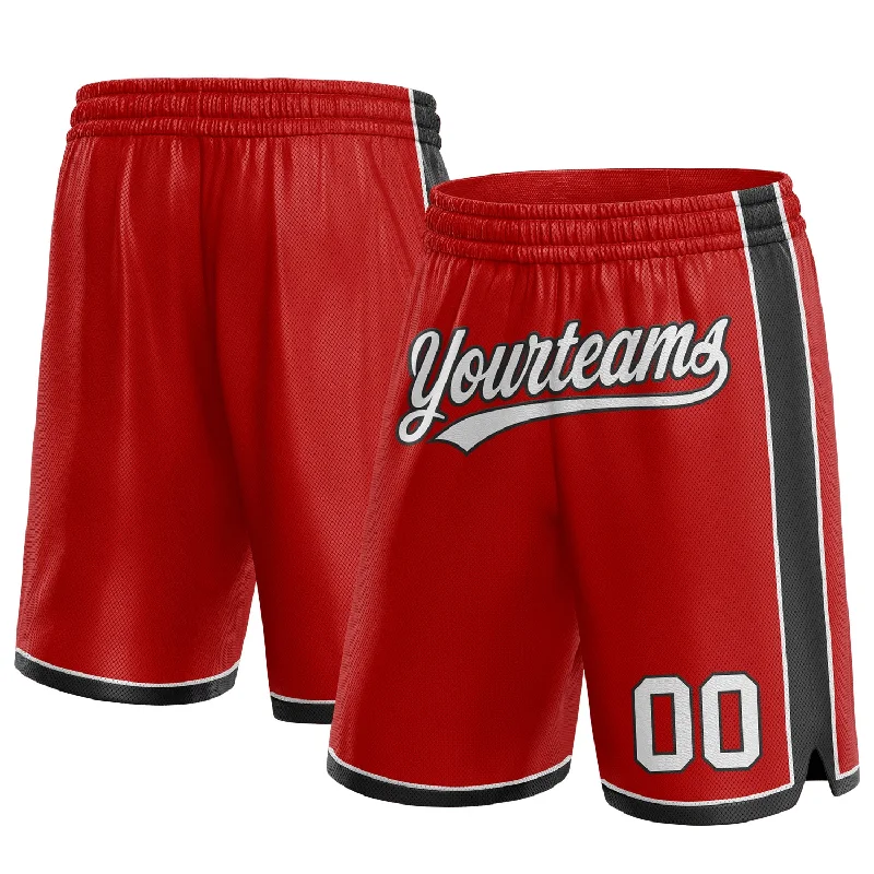 One Size Red White-Black Authentic Basketball Shorts