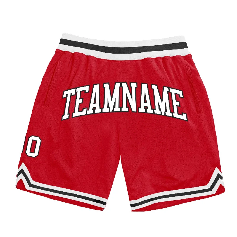 One Size Red White-Black Authentic Throwback Basketball Shorts