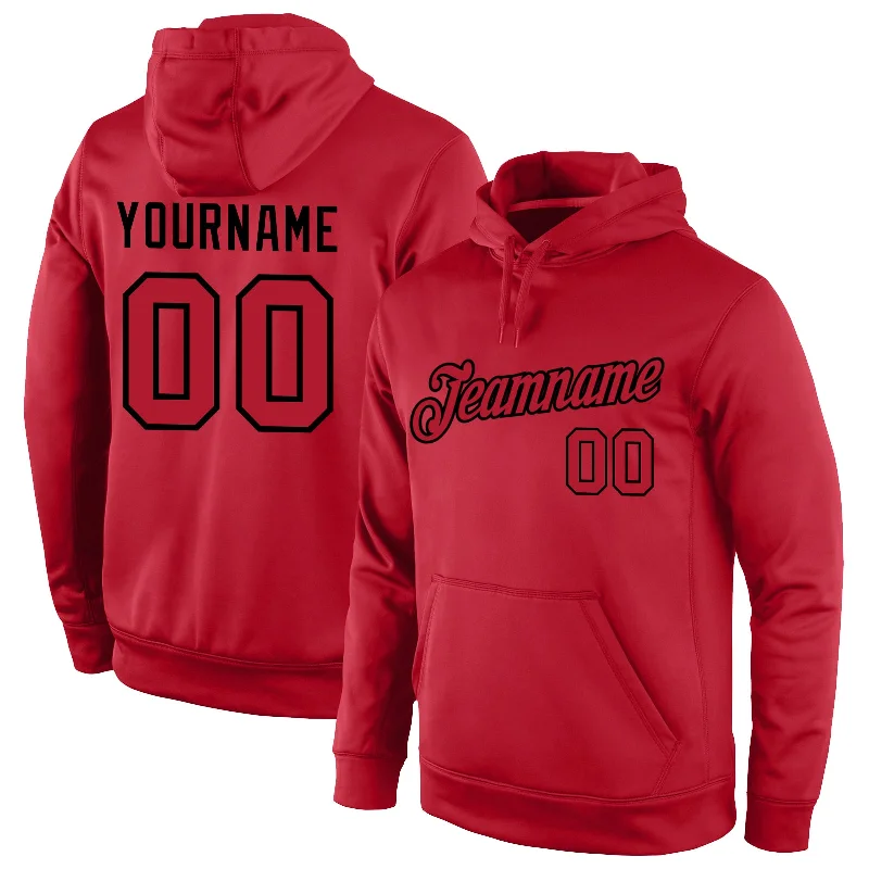 One Size Stitched Red Red-Black Sports Pullover Sweatshirt Hoodie