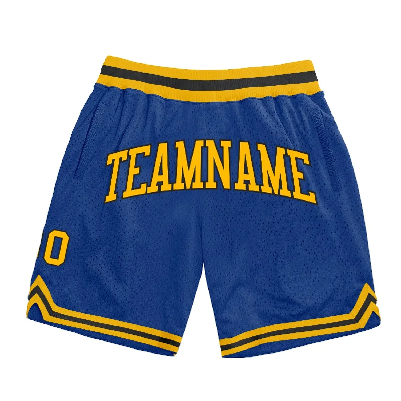 One Size Royal Gold-Black Authentic Throwback Basketball Shorts