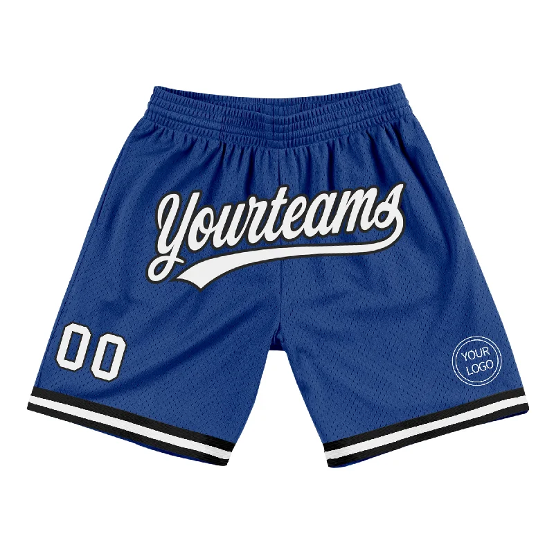 One Size Royal White-Black Authentic Throwback Basketball Shorts