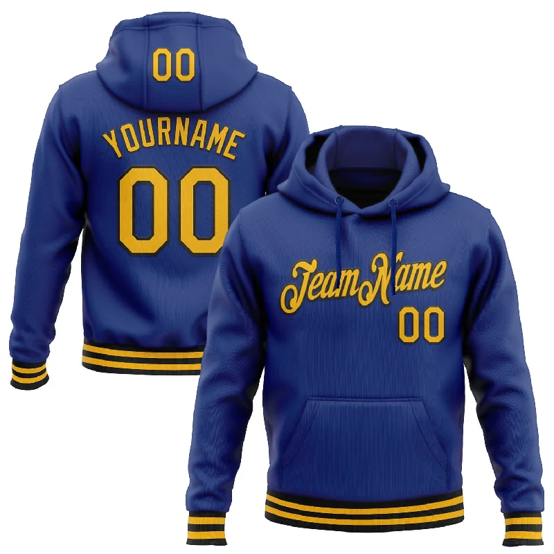 One Size Stitched Royal Gold-Black Sports Pullover Sweatshirt Hoodie