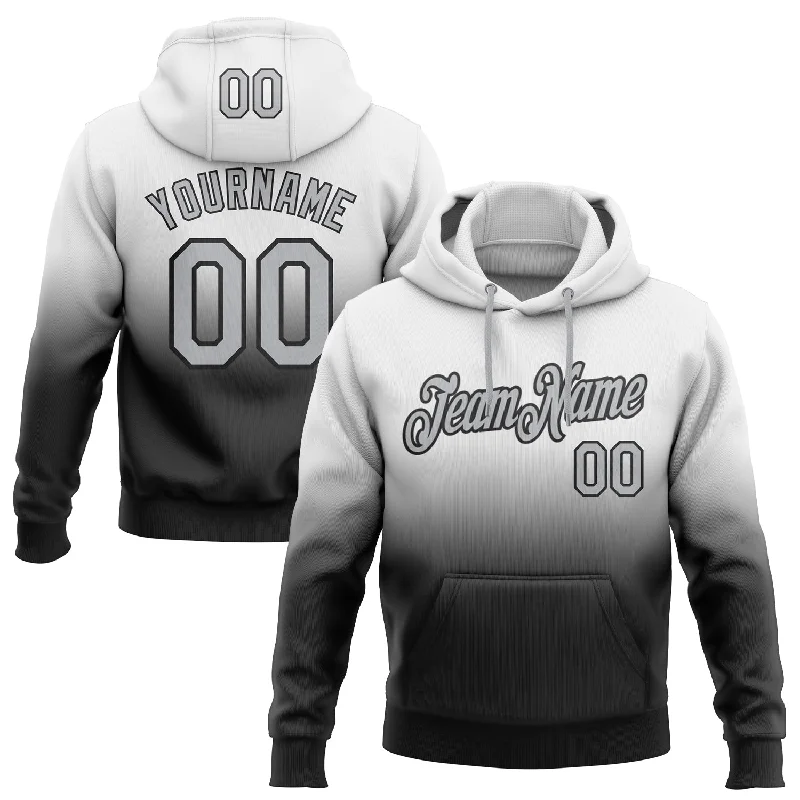 One Size Stitched White Gray-Black Fade Fashion Sports Pullover Sweatshirt Hoodie