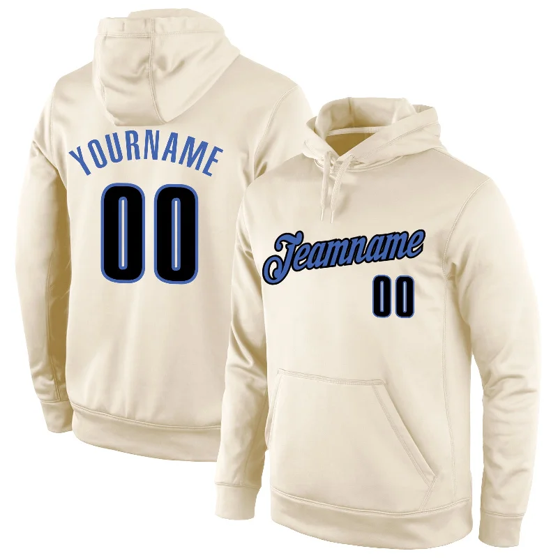 One Size Stitched Cream Black-Blue Sports Pullover Sweatshirt Hoodie