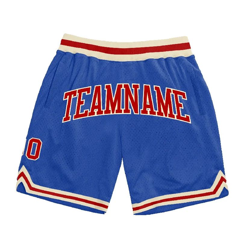 One Size Blue Red-Cream Authentic Throwback Basketball Shorts