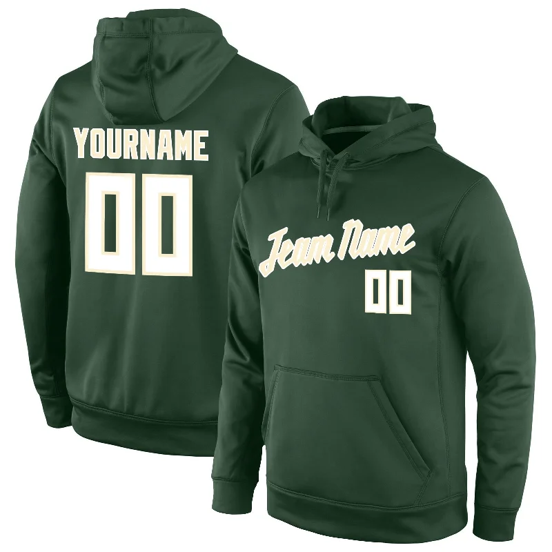 One Size Stitched Green White-Cream Sports Pullover Sweatshirt Hoodie