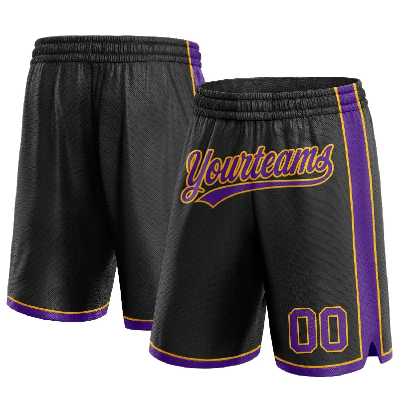 One Size Black Purple-Gold Authentic Basketball Shorts