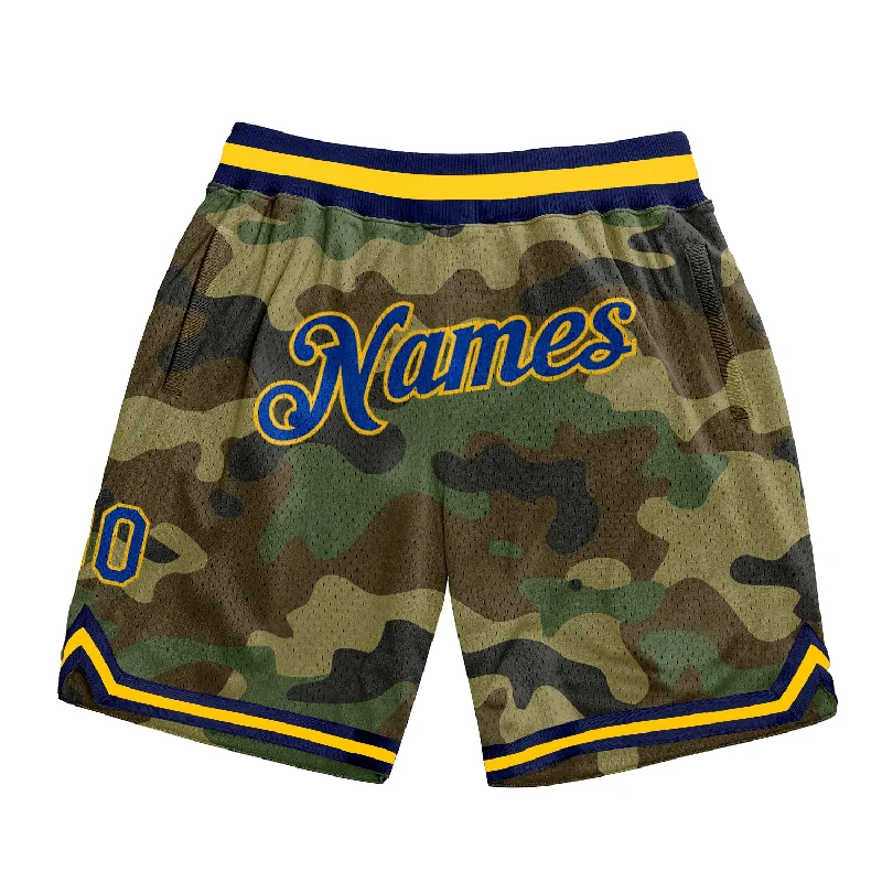 One Size Camo Royal-Gold Authentic Salute To Service Basketball Shorts