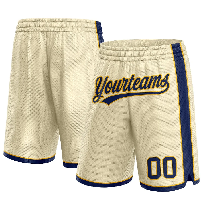 One Size Cream Navy-Gold Authentic Basketball Shorts