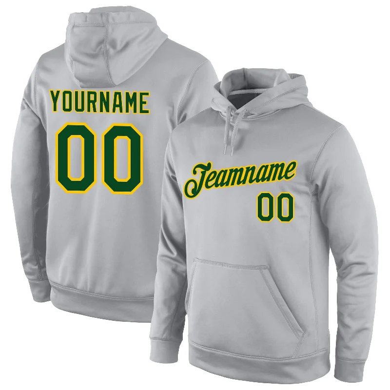 One Size Stitched Gray Green-Gold Sports Pullover Sweatshirt Hoodie