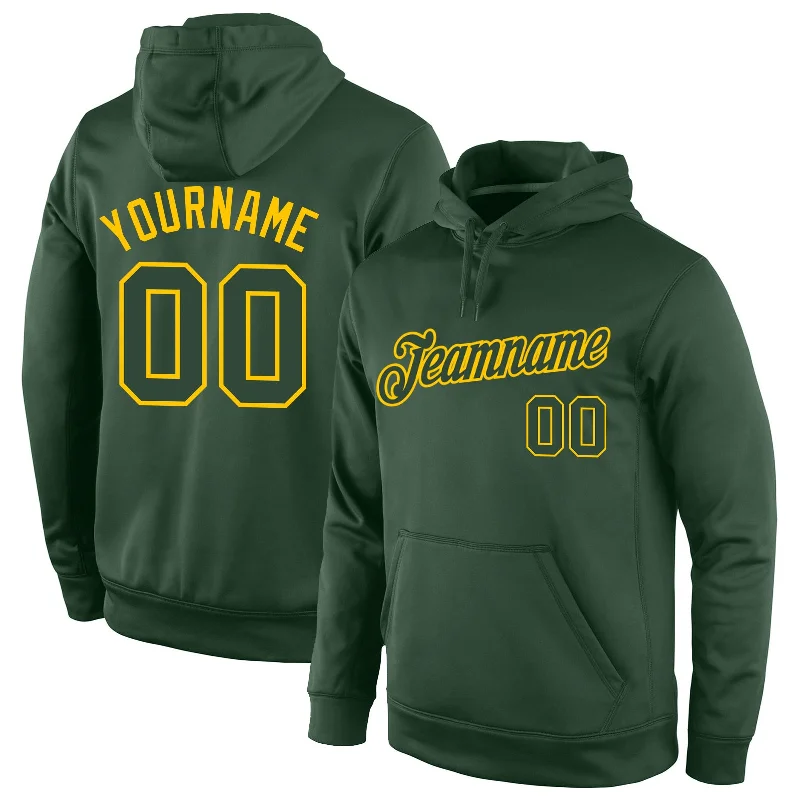 One Size Stitched Green Green-Gold Sports Pullover Sweatshirt Hoodie