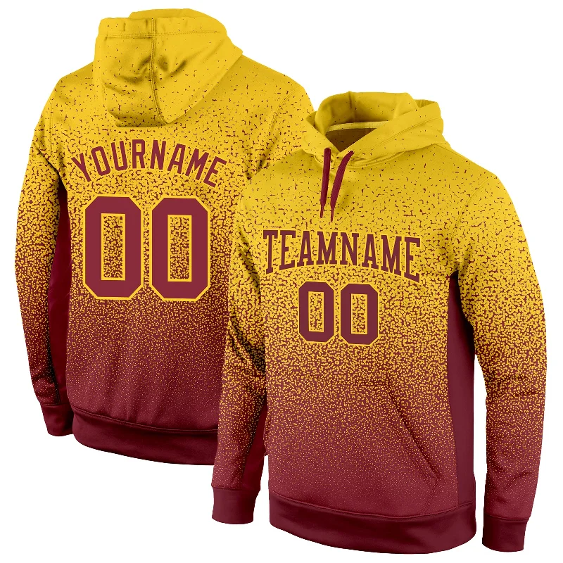 One Size Stitched Gold Burgundy Fade Fashion Sports Pullover Sweatshirt Hoodie