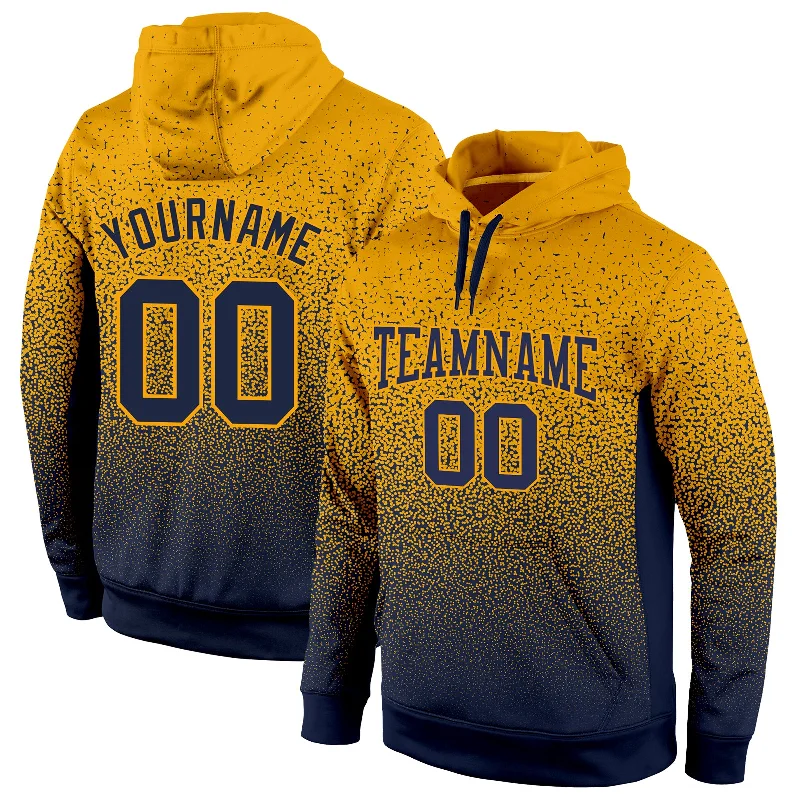 One Size Stitched Gold Navy Fade Fashion Sports Pullover Sweatshirt Hoodie