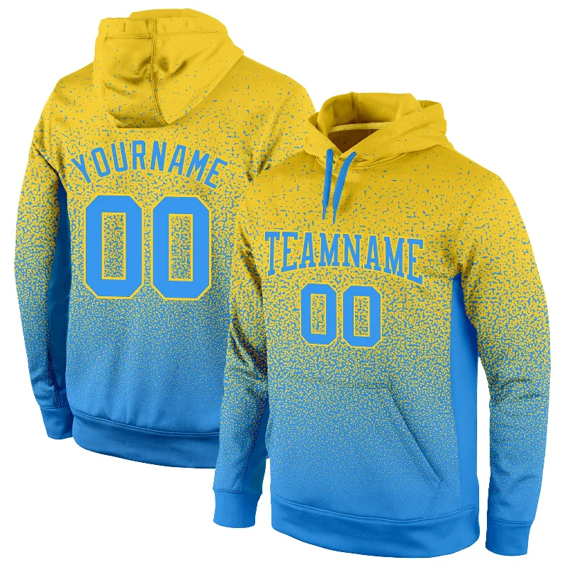 One Size Stitched Gold Powder Blue Fade Fashion Sports Pullover Sweatshirt Hoodie