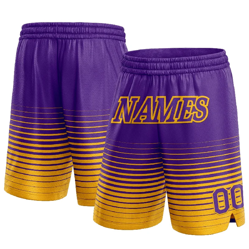 One Size Purple Gold Pinstripe Fade Fashion Authentic Basketball Shorts