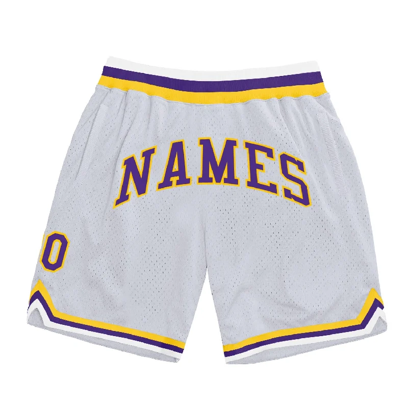 One Size White Purple-Gold Authentic Throwback Basketball Shorts