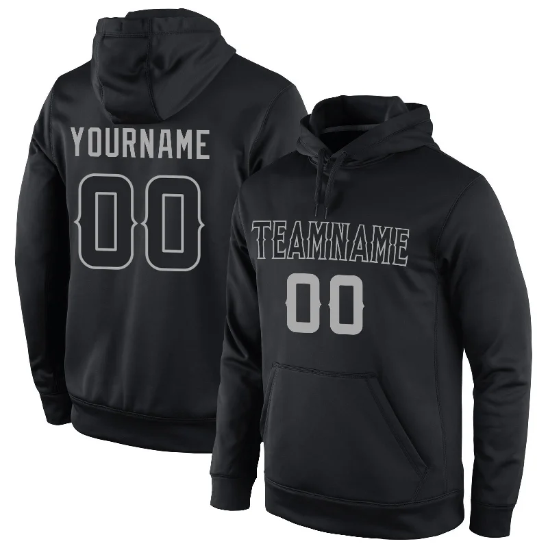 One Size Stitched Black Black-Gray Sports Pullover Sweatshirt Hoodie