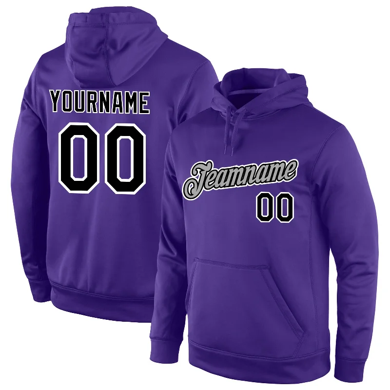 One Size Stitched Purple Black-Gray Sports Pullover Sweatshirt Hoodie