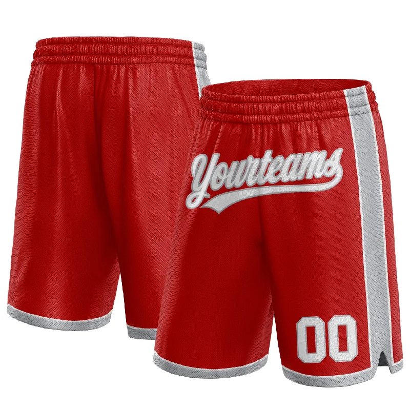 One Size Red White-Gray Authentic Basketball Shorts