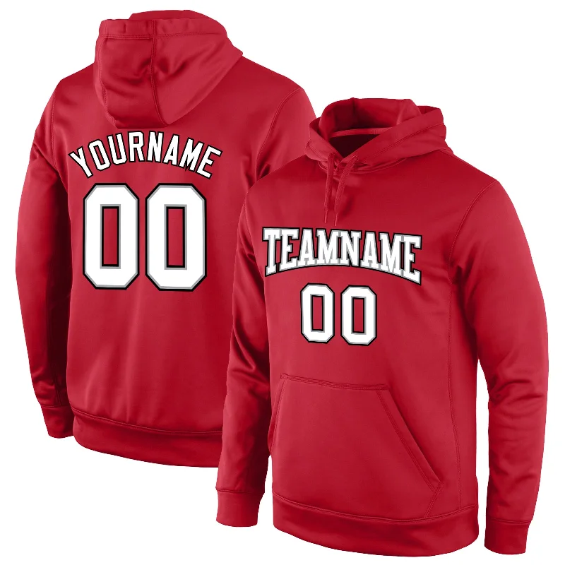 One Size Stitched Red White-Gray Sports Pullover Sweatshirt Hoodie