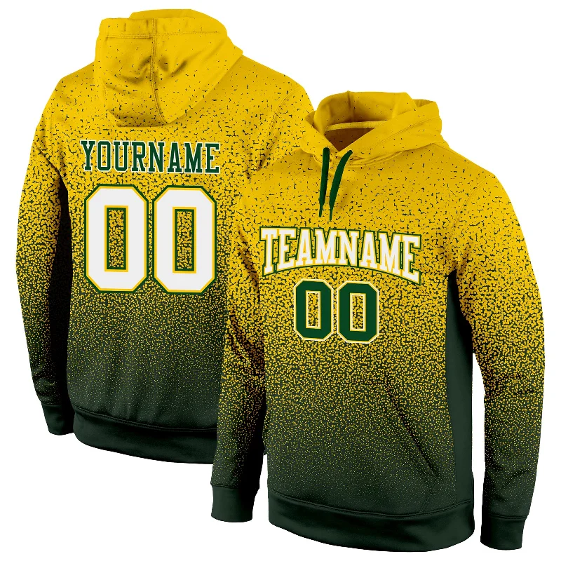 One Size Stitched Gold White-Green Fade Fashion Sports Pullover Sweatshirt Hoodie