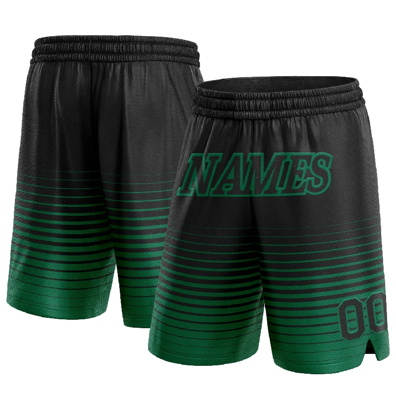 One Size Black Kelly Green Pinstripe Fade Fashion Authentic Basketball Shorts