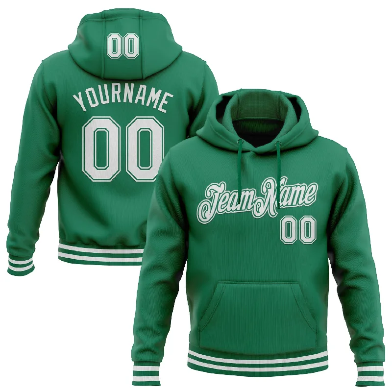 One Size Stitched Kelly Green White Sports Pullover Sweatshirt Hoodie