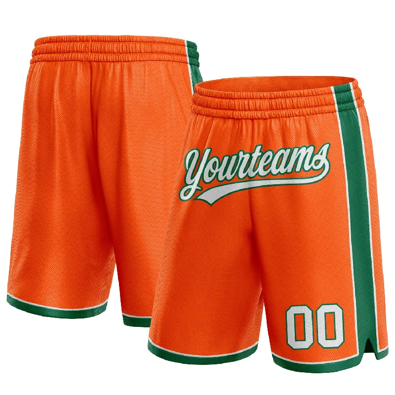 One Size Orange White-Kelly Green Authentic Basketball Shorts