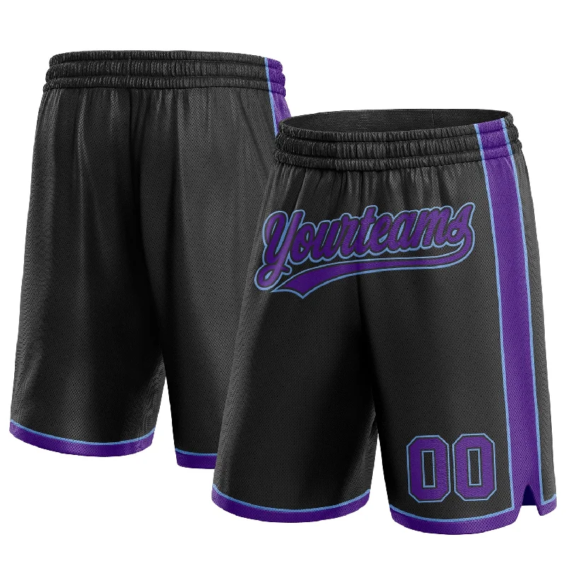 One Size Black Purple-Light Blue Authentic Basketball Shorts